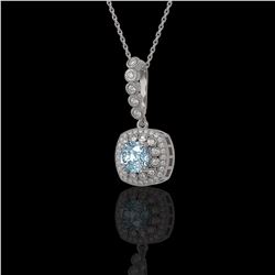 2.25 ctw Aquamarine & Diamond Victorian Necklace 14K White Gold