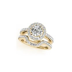 0.96 ctw Certified VS/SI Diamond 2pc Wedding Set Halo 14K Yellow Gold
