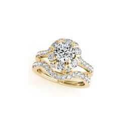2.47 ctw Certified VS/SI Diamond 2pc Wedding Set Halo 14K Yellow Gold