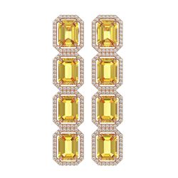18.64 ctw Fancy Citrine & Diamond Micro Pave Halo Earrings 10K Rose Gold