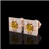Image 1 : 1.63 ctw Intense Fancy Yellow Diamond Art Deco Earrings 18K Rose Gold