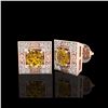 Image 2 : 1.63 ctw Intense Fancy Yellow Diamond Art Deco Earrings 18K Rose Gold