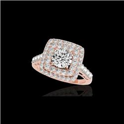 2.05 ctw Certified Diamond Solitaire Halo Ring 10K Rose Gold