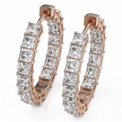 8.84 ctw Princess Cut Diamond Earrings 18K Rose Gold