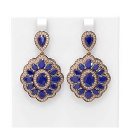 19.42 ctw Sapphire & Diamond Earrings 18K Rose Gold