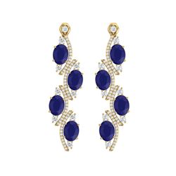 16.12 ctw Sapphire & VS Diamond Earrings 18K Yellow Gold