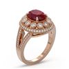 Image 2 : 4.55 ctw Certified Ruby & Diamond Victorian Ring 14K Rose Gold