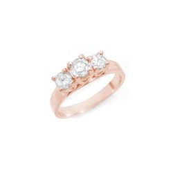 1.50 ctw Certified VS/SI Diamond 3 Stone Ring 14K Rose Gold