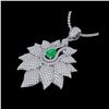 Image 1 : 3 ctw Emerald & Micro VS/SI Diamond Designer Necklace 18K White Gold