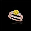 Image 1 : 1.35 ctw SI/I Fancy Intense Yellow Diamond 3 Stone Set Ring 10K Rose Gold