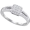 Image 1 : 10kt White Gold Round Diamond Square Cluster Ring 1/4 Cttw