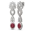 Image 2 : 8.66 ctw Ruby & Diamond Earrings 18K White Gold