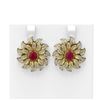 Image 1 : 7.07 ctw Ruby & Diamond Earrings 18K Yellow Gold