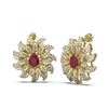 Image 2 : 7.07 ctw Ruby & Diamond Earrings 18K Yellow Gold