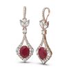 Image 2 : 10.62 ctw Ruby & Diamond Earrings 18K Rose Gold