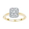 Image 1 : 10kt Yellow Gold Round Diamond Square Cluster Ring 1/3 Cttw