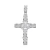 Image 1 : 10kt White Gold Mens Round Diamond Segmented Cross Charm Pendant 1/2 Cttw