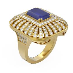 8.52 ctw Sapphire & Diamond Ring 18K Yellow Gold