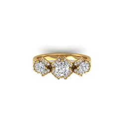 2 ctw VS/SI Diamond Art Deco 3 Stone Ring 18K Yellow Gold