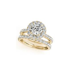 2.54 ctw Certified VS/SI Diamond 2pc Wedding Set Halo 14K Yellow Gold