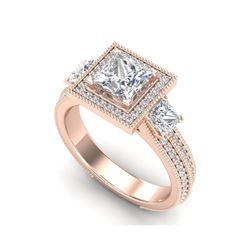 2.5 ctw Princess VS/SI Diamond Micro Pave 3 Stone Ring 18K Rose Gold