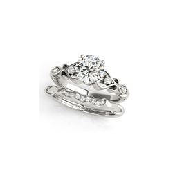 0.72 ctw Certified VS/SI Diamond 2pc Wedding Set Antique 14K White Gold