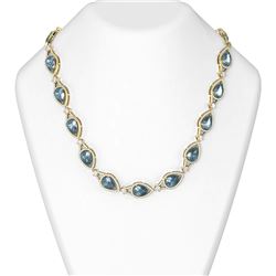 57.8 ctw Blue Topaz & Diamond Necklace 18K Yellow Gold