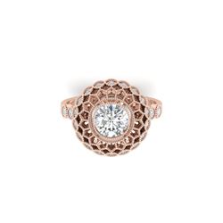 1.5 ctw Certified VS/SI Diamond Art Deco Ring 18K Rose Gold