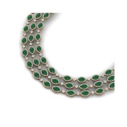 85.81 ctw Emerald & VS Diamond Necklace 18K Yellow Gold