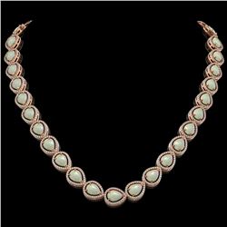 36.48 ctw Opal & Diamond Micro Pave Halo Necklace 10K Rose Gold