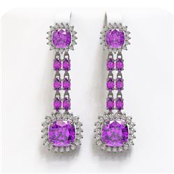 18.96 ctw Amethyst & Diamond Earrings 14K White Gold