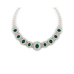 45.69 ctw Emerald & VS Diamond Necklace 18K Rose Gold