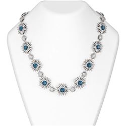41.23 ctw London Topaz & Diamond Necklace 18K White Gold