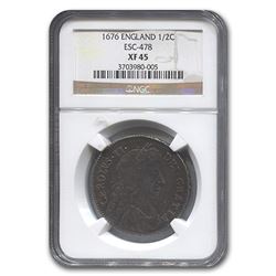 1676 Great Britain Half Crown Charles II XF-45 NGC