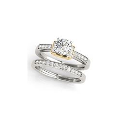 1.01 ctw Certified VS/SI Diamond Solitaire 2pc Set Ring 14K White & Yellow Gold