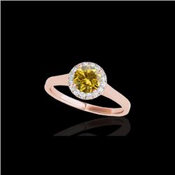 1.11 ctw Certified SI/I Fancy Intense Yellow Diamond Ring 10K Rose Gold