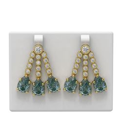 17.82 ctw Blue Topaz & Diamond Earrings 18K Yellow Gold