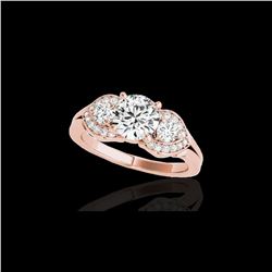 1.45 ctw Certified Diamond 3 Stone Ring 10K Rose Gold