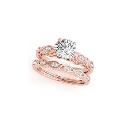 0.72 ctw Certified VS/SI Diamond 2pc Wedding Set Antique 14K Rose Gold