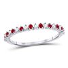 Image 1 : 10kt White Gold Round Ruby Diamond Single Row Stackable Band Ring 1/4 Cttw