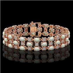 12.7 ctw Opal & Diamond Row Bracelet 10K Rose Gold