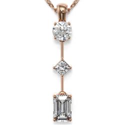 0.9 ctw Emerald Cut Diamond Designer Necklace 18K Rose Gold