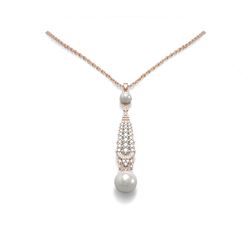 1.6 ctw Diamond and Pearl Necklace 18K Rose Gold