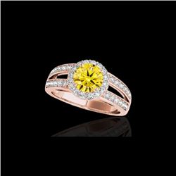 1.6 ctw Certified SI/I Fancy Intense Yellow Diamond Ring 10K Rose Gold