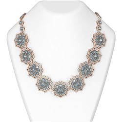 59.57 ctw Blue Topaz & Diamond Necklace 18K Rose Gold