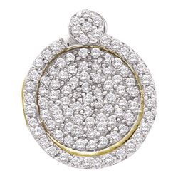 10kt Yellow Gold Round Pave-set Diamond Circle Frame Cluster Pendant 1/3 Cttw
