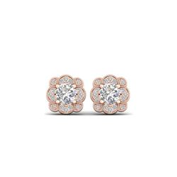 1.5 ctw Certified VS/SI Diamond Art Deco Stud Earrings 14K Rose Gold