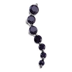 10kt White Gold Round Black Color Enhanced Diamond Journey Pendant 1/4 Cttw