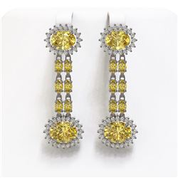 10.58 ctw Citrine & Diamond Earrings 14K White Gold