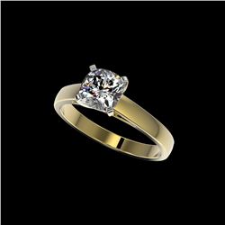 1.25 ctw Certified VS/SI Quality Cushion Cut Diamond Ring 10K Yellow Gold